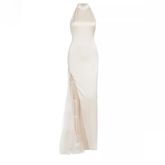 NEW NWT Alice & Olivia Ryn Tulle-Panel Satin Gown - Picture 1 of 7
